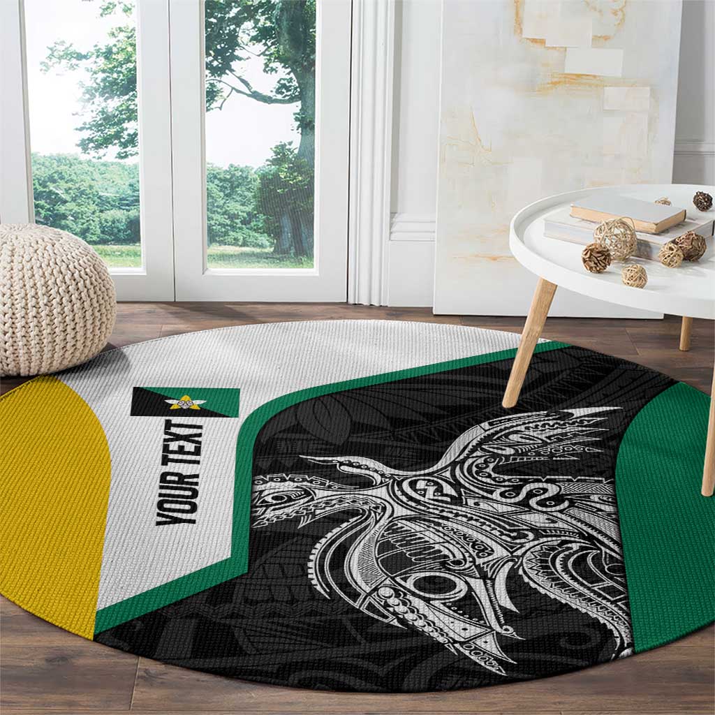 Personalised PNG Enga Province Round Carpet Bird of Paradise Tattoo Flag Motif - Polynesian Pride