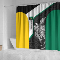 Personalised PNG Enga Province Shower Curtain Bird of Paradise Tattoo Flag Motif - Polynesian Pride