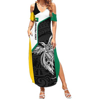 Personalised PNG Enga Province Summer Maxi Dress Bird of Paradise Tattoo Flag Motif - Polynesian Pride