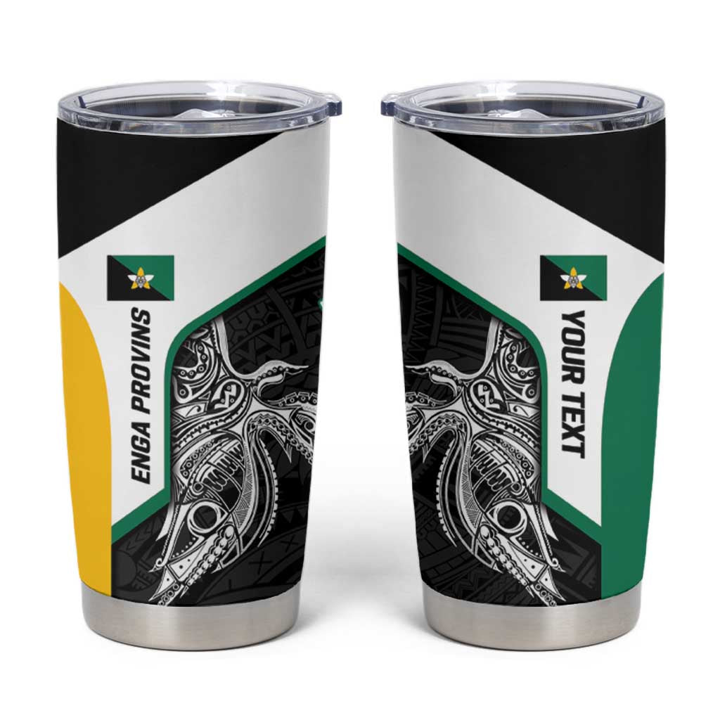 Personalised PNG Enga Province Tumbler Cup Bird of Paradise Tattoo Flag Motif - Polynesian Pride