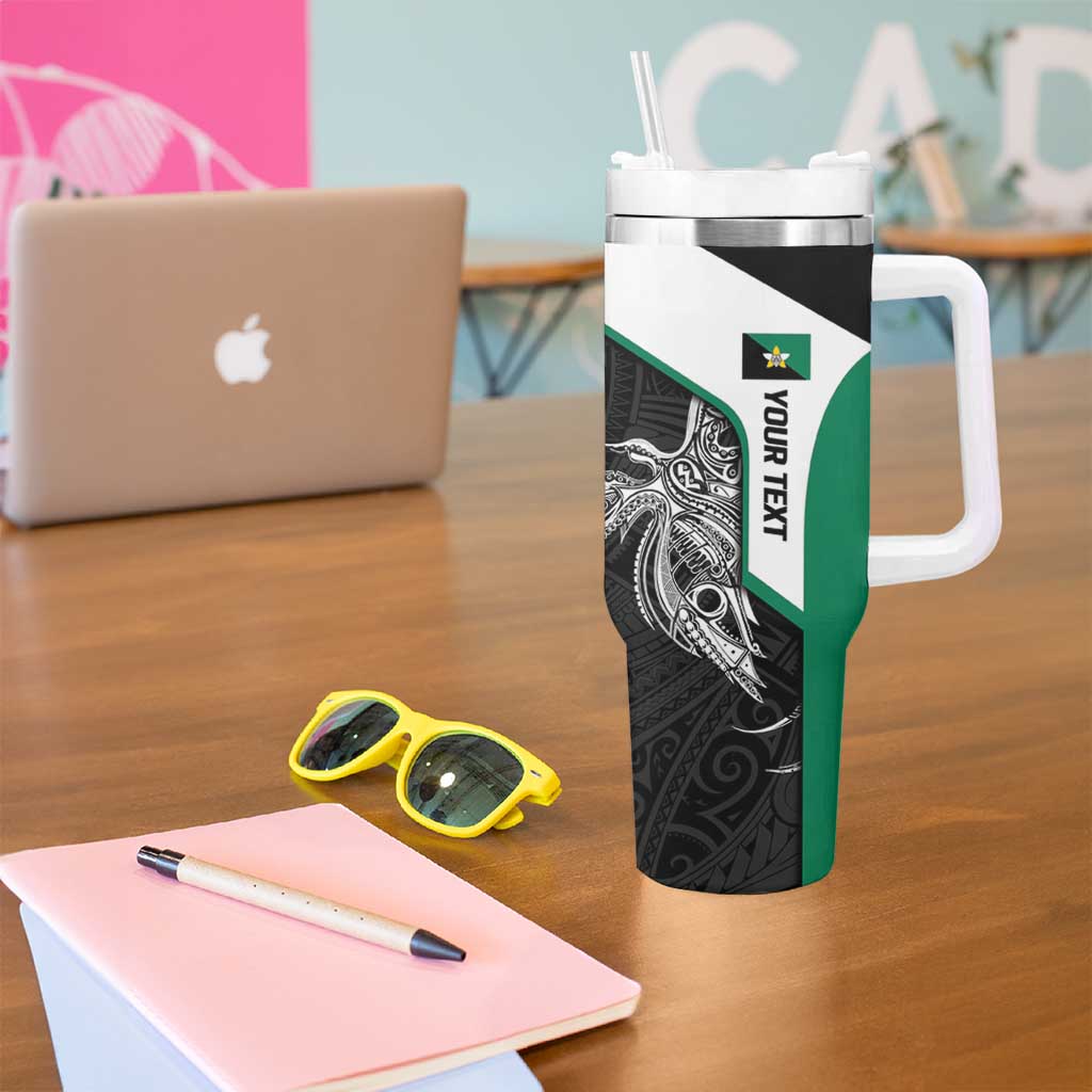 Personalised PNG Enga Province Tumbler With Handle Bird of Paradise Tattoo Flag Motif - Polynesian Pride