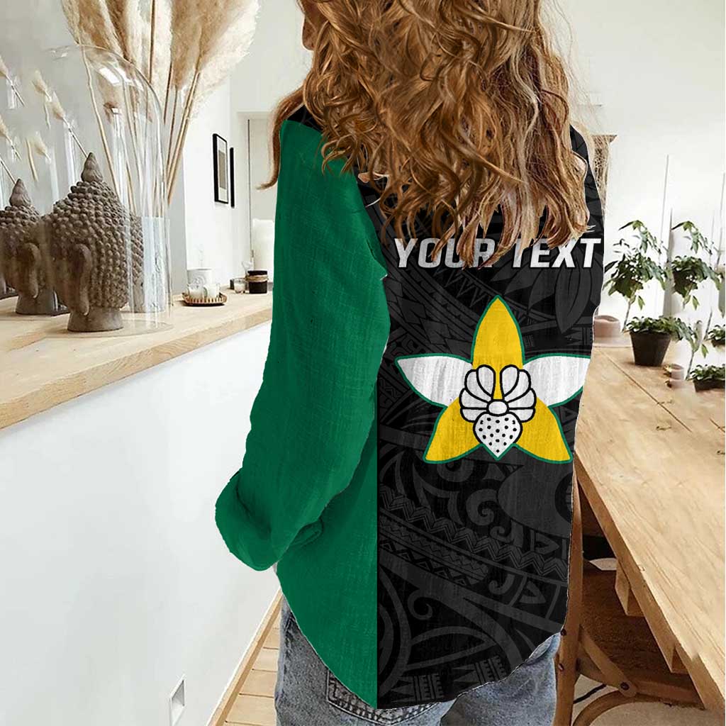 Personalised PNG Enga Province Women Casual Shirt Bird of Paradise Tattoo Flag Motif - Polynesian Pride