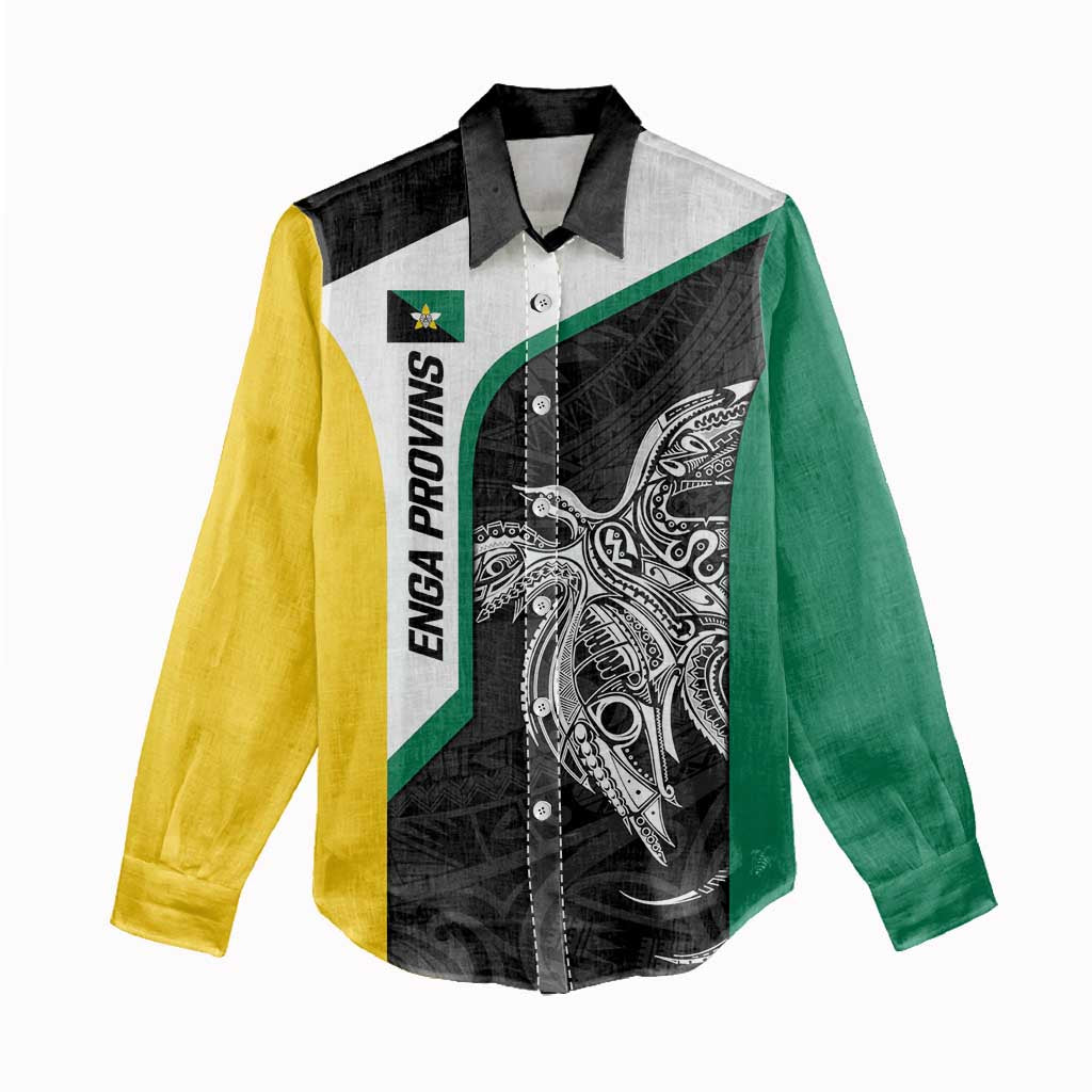 Personalised PNG Enga Province Women Casual Shirt Bird of Paradise Tattoo Flag Motif - Polynesian Pride