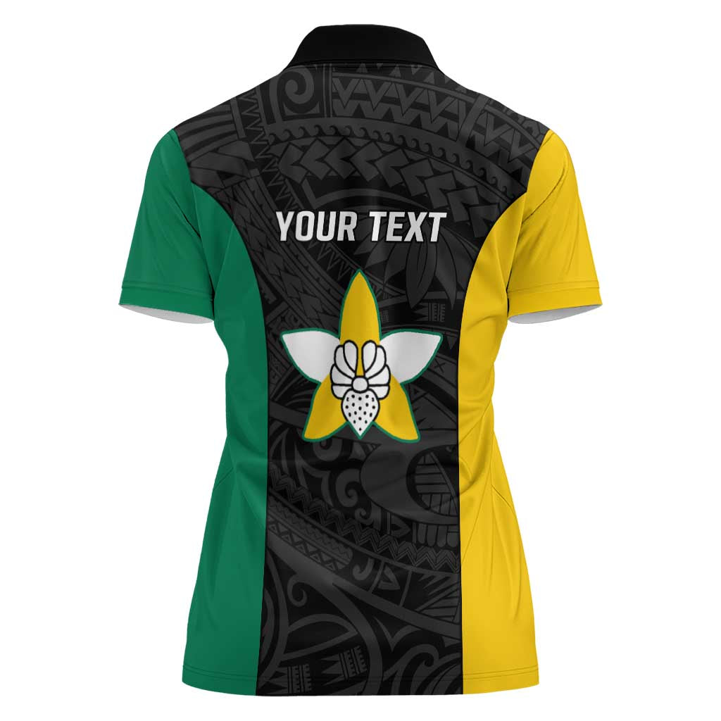 Personalised PNG Enga Province Women Polo Shirt Bird of Paradise Tattoo Flag Motif - Polynesian Pride