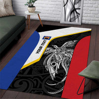 Personalised PNG Gulf Province Area Rug Bird of Paradise Tattoo Flag Motif - Polynesian Pride