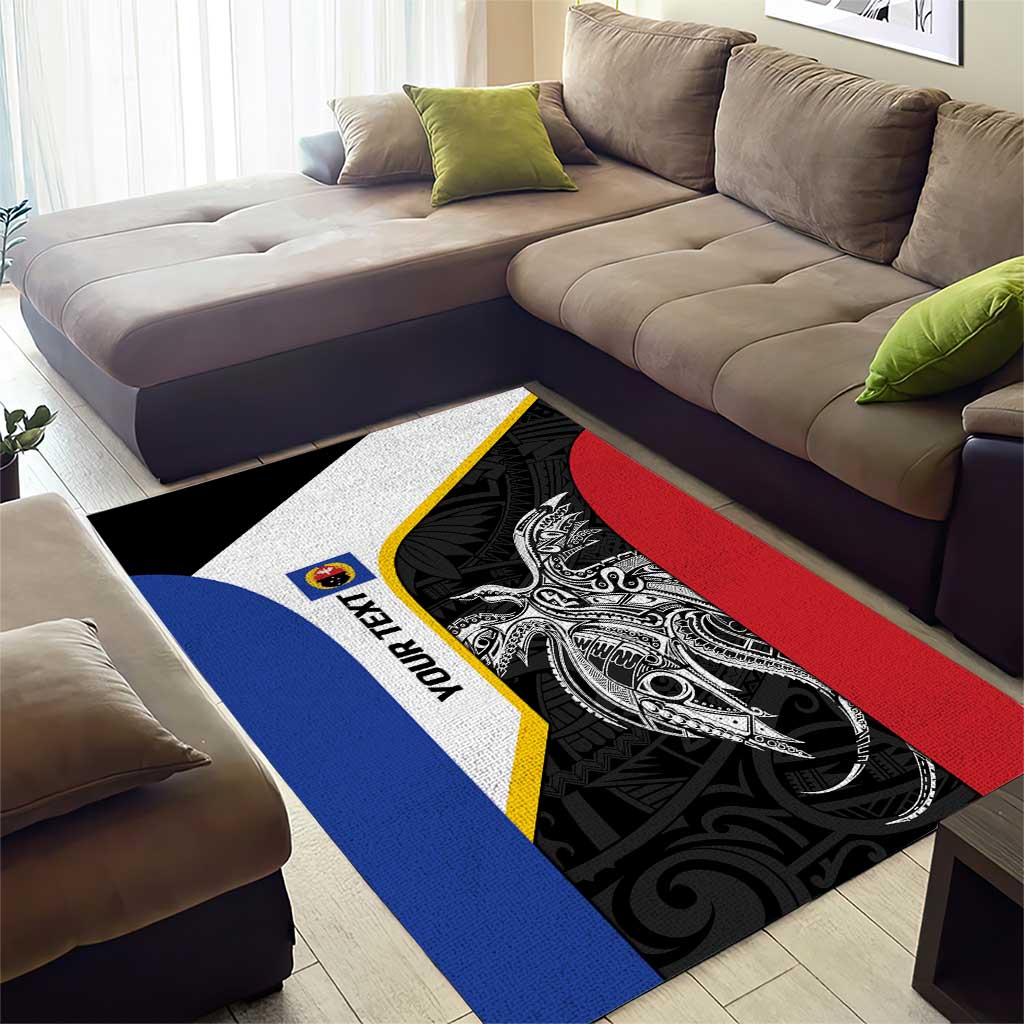 Personalised PNG Gulf Province Area Rug Bird of Paradise Tattoo Flag Motif - Polynesian Pride