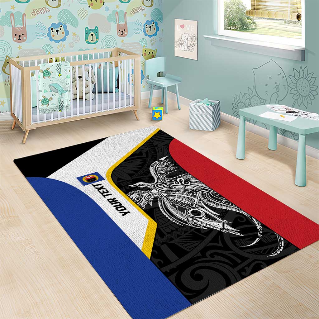 Personalised PNG Gulf Province Area Rug Bird of Paradise Tattoo Flag Motif - Polynesian Pride