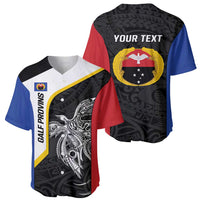 Personalised PNG Gulf Province Baseball Jersey Bird of Paradise Tattoo Flag Motif - Polynesian Pride