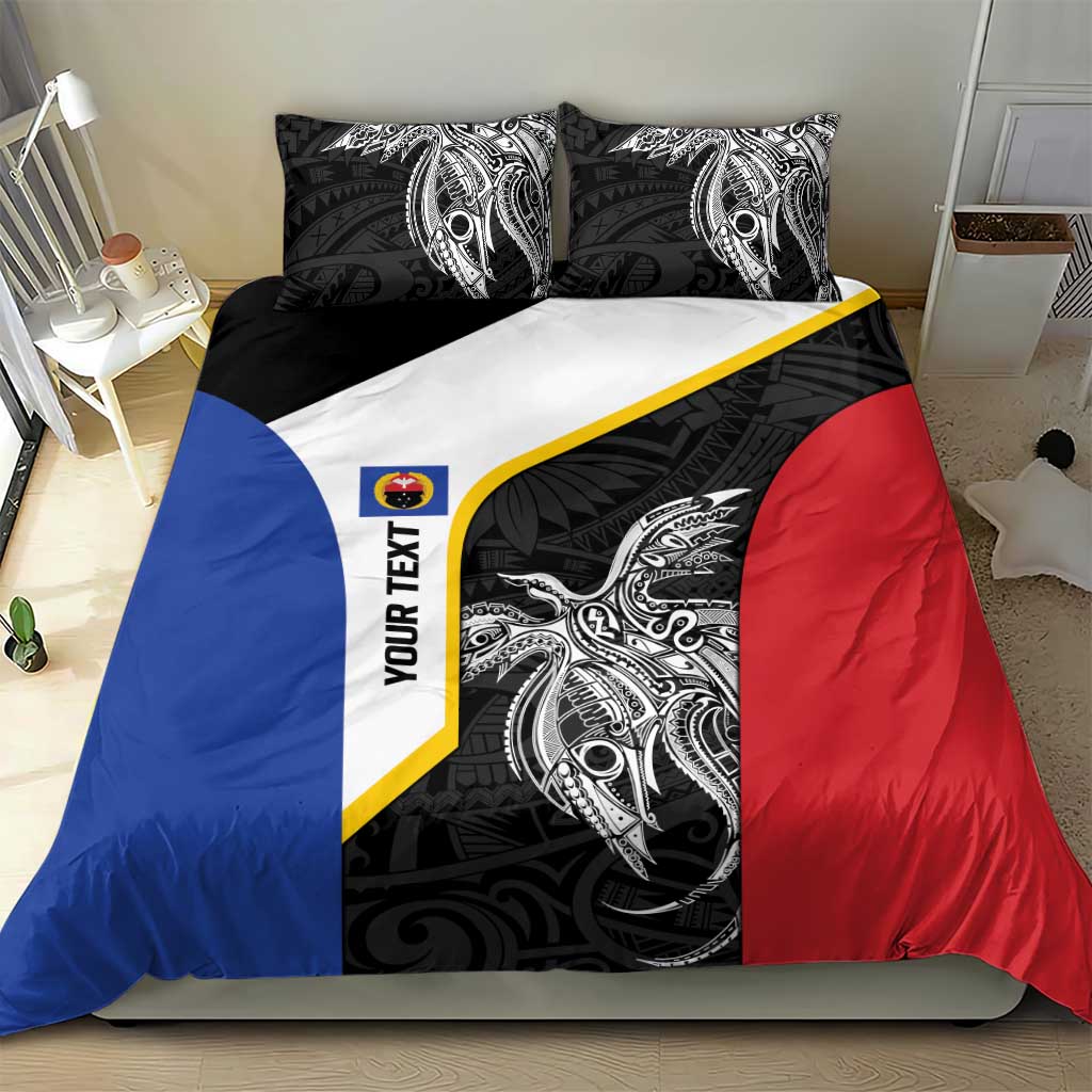 Personalised PNG Gulf Province Bedding Set Bird of Paradise Tattoo Flag Motif - Polynesian Pride
