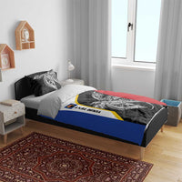 Personalised PNG Gulf Province Bedding Set Bird of Paradise Tattoo Flag Motif - Polynesian Pride