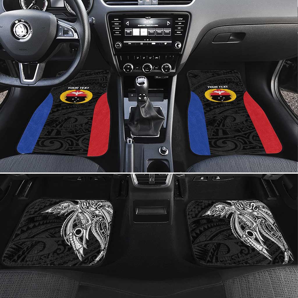 Personalised PNG Gulf Province Car Mats Bird of Paradise Tattoo Flag Motif LT9 Set 4pcs Black - Polynesian Pride
