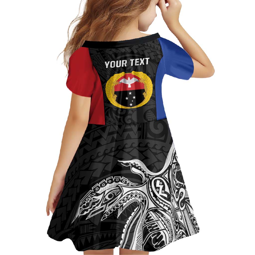 Personalised PNG Gulf Province Family Matching Long Sleeve Bodycon Dress and Hawaiian Shirt Bird of Paradise Tattoo Flag Motif - Polynesian Pride