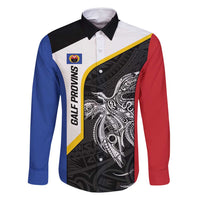 Personalised PNG Gulf Province Family Matching Off Shoulder Short Dress and Hawaiian Shirt Bird of Paradise Tattoo Flag Motif - Polynesian Pride