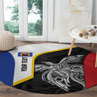 Personalised PNG Gulf Province Round Carpet Bird of Paradise Tattoo Flag Motif - Polynesian Pride