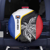 Personalised PNG Gulf Province Spare Tire Cover Bird of Paradise Tattoo Flag Motif - Polynesian Pride