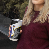 Personalised PNG Gulf Province Tumbler Cup Bird of Paradise Tattoo Flag Motif - Polynesian Pride