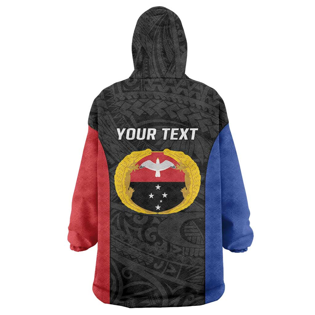 Personalised PNG Gulf Province Wearable Blanket Hoodie Bird of Paradise Tattoo Flag Motif - Polynesian Pride