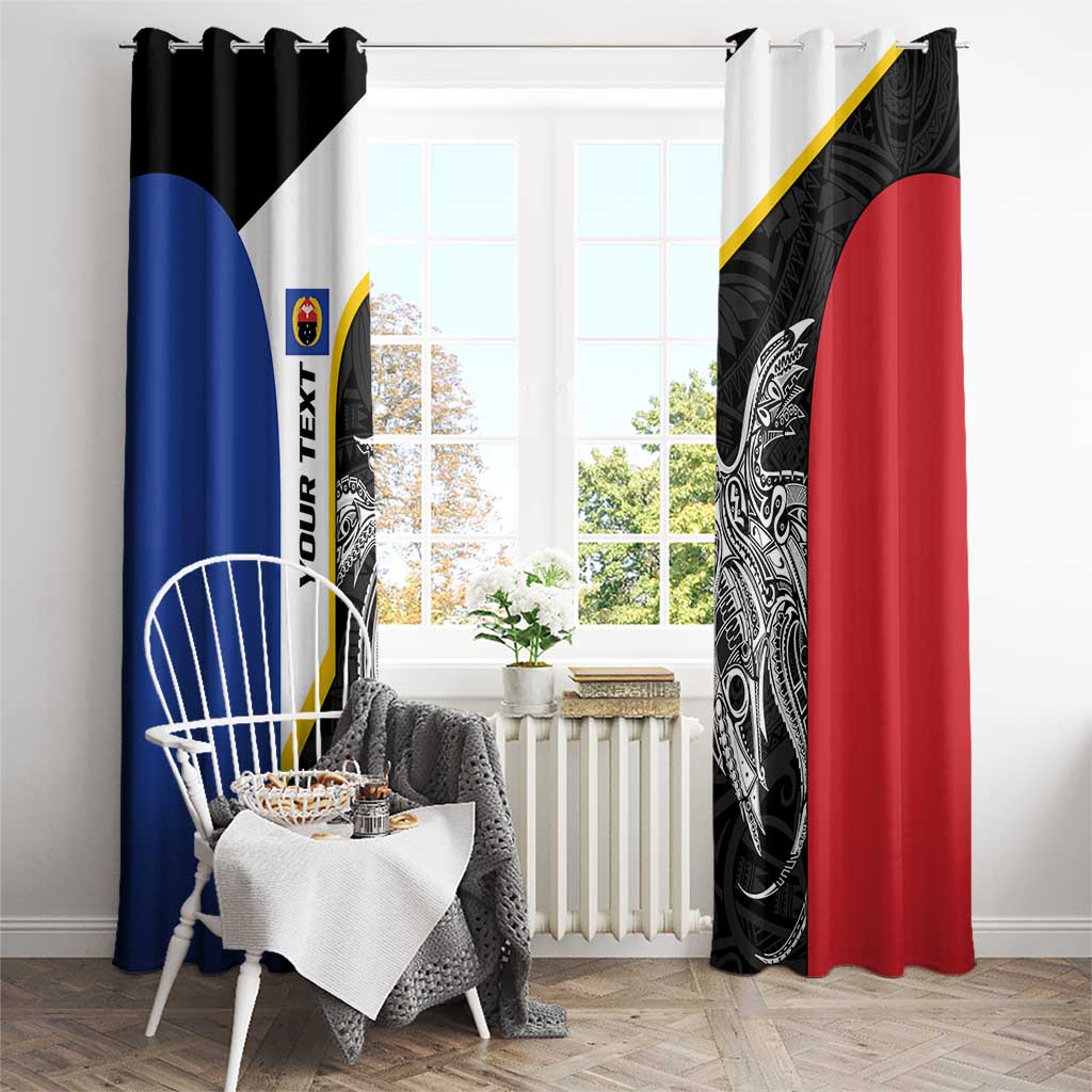 Personalised PNG Gulf Province Window Curtain Bird of Paradise Tattoo Flag Motif - Polynesian Pride