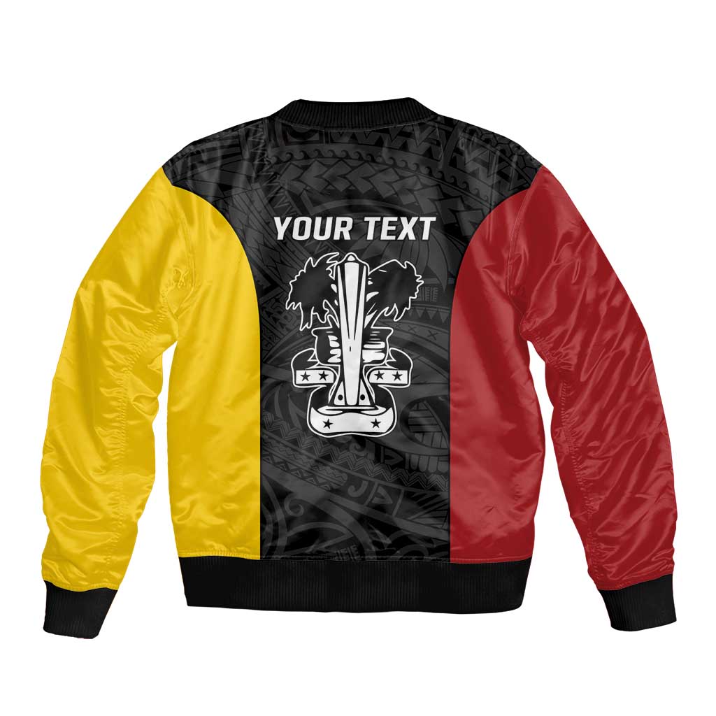 Personalised PNG Madang Province Bomber Jacket Bird of Paradise Tattoo Flag Motif - Polynesian Pride