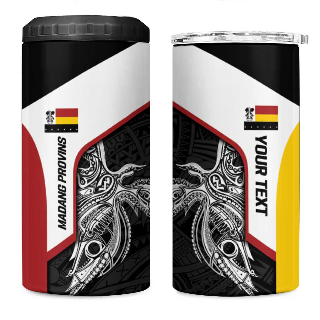 Personalised PNG Madang Province 4 in 1 Can Cooler Tumbler Bird of Paradise Tattoo Flag Motif LT9 One Size: 16 oz Yellow - Polynesian Pride