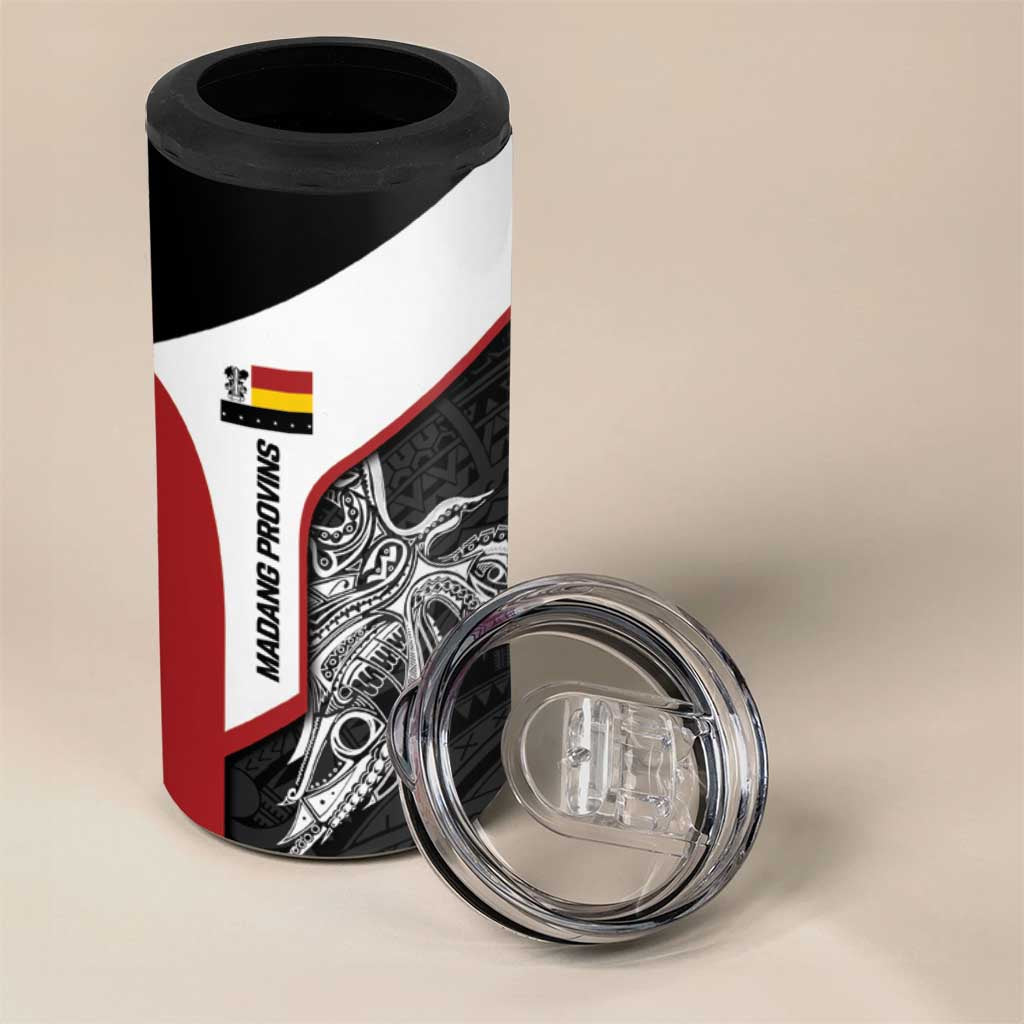 Personalised PNG Madang Province 4 in 1 Can Cooler Tumbler Bird of Paradise Tattoo Flag Motif - Polynesian Pride