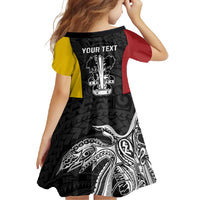 Personalised PNG Madang Province Family Matching Long Sleeve Bodycon Dress and Hawaiian Shirt Bird of Paradise Tattoo Flag Motif - Polynesian Pride