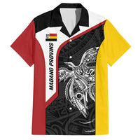 Personalised PNG Madang Province Family Matching Off Shoulder Maxi Dress and Hawaiian Shirt Bird of Paradise Tattoo Flag Motif - Polynesian Pride