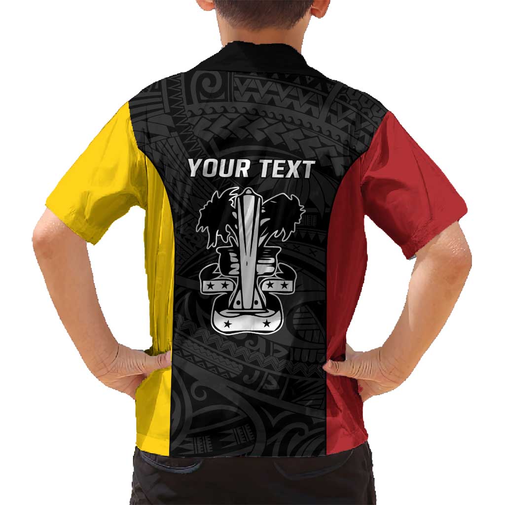 Personalised PNG Madang Province Family Matching Off Shoulder Short Dress and Hawaiian Shirt Bird of Paradise Tattoo Flag Motif - Polynesian Pride