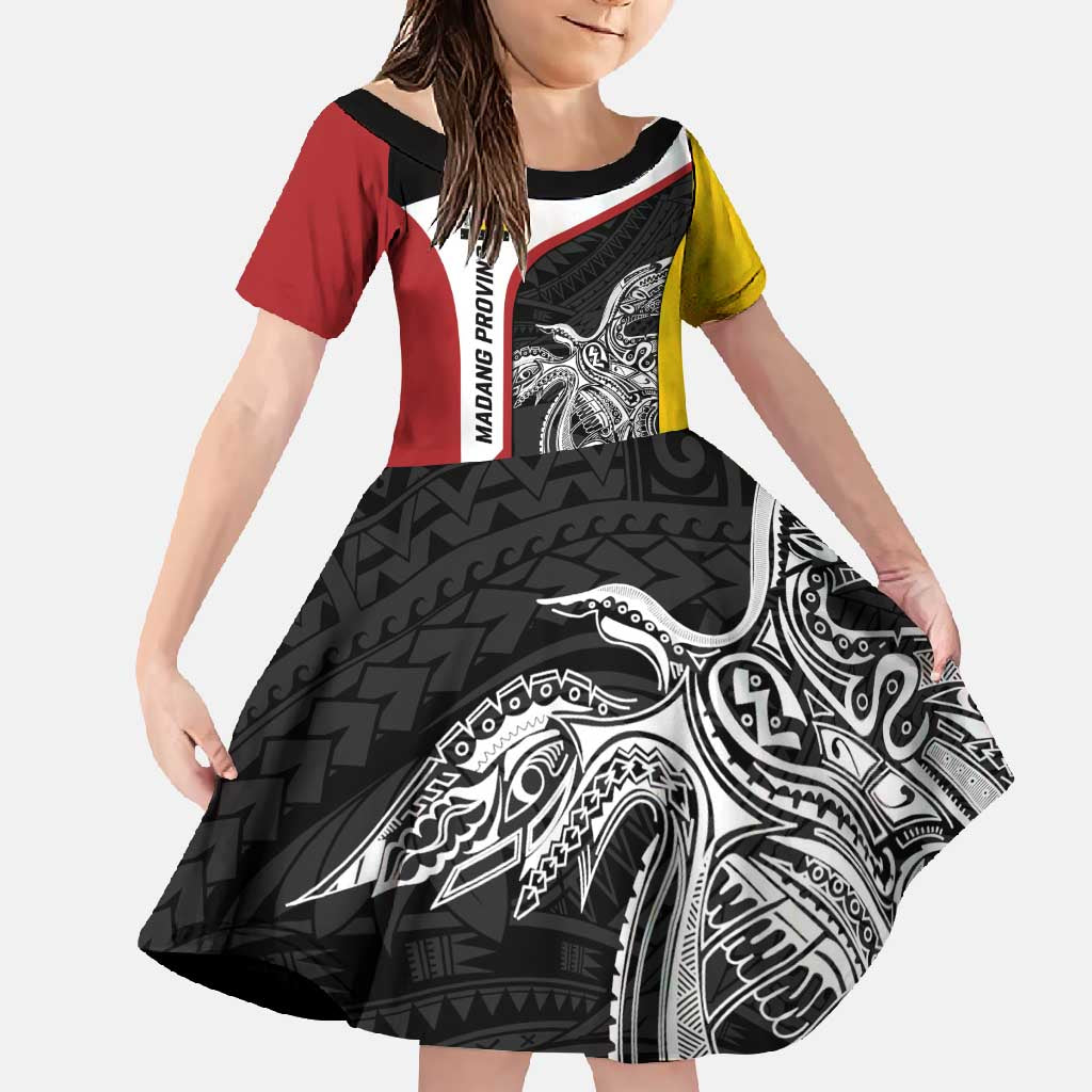 Personalised PNG Madang Province Family Matching Summer Maxi Dress and Hawaiian Shirt Bird of Paradise Tattoo Flag Motif - Polynesian Pride