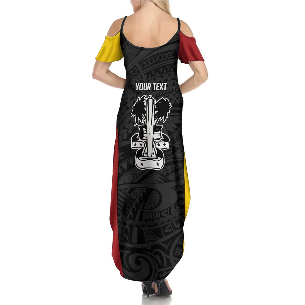 Personalised PNG Madang Province Family Matching Summer Maxi Dress and Hawaiian Shirt Bird of Paradise Tattoo Flag Motif - Polynesian Pride