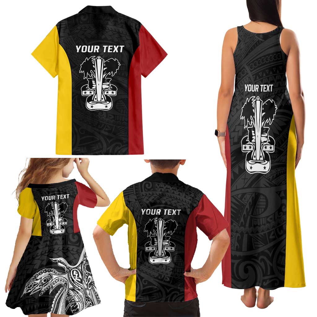 Personalised PNG Madang Province Family Matching Tank Maxi Dress and Hawaiian Shirt Bird of Paradise Tattoo Flag Motif - Polynesian Pride
