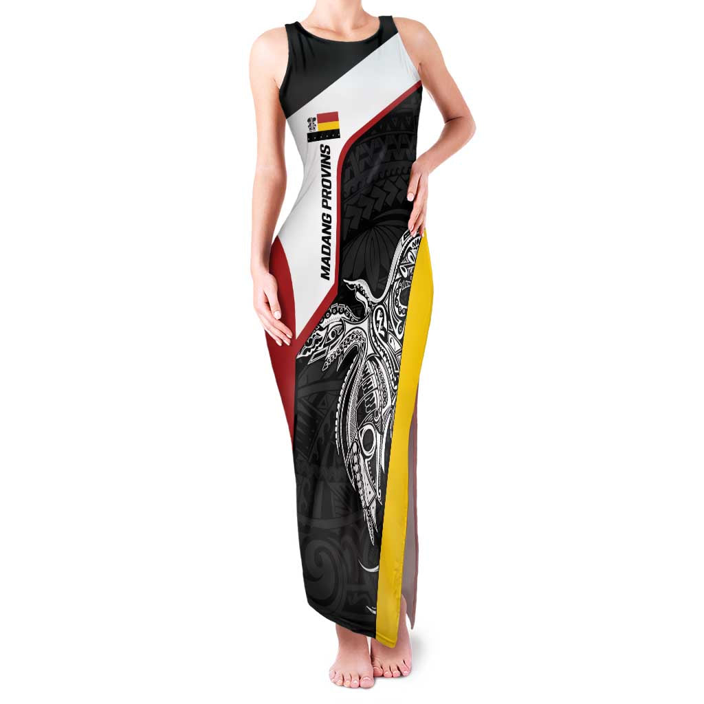 Personalised PNG Madang Province Family Matching Tank Maxi Dress and Hawaiian Shirt Bird of Paradise Tattoo Flag Motif - Polynesian Pride