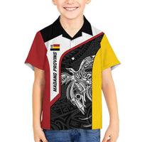 Personalised PNG Madang Province Kid Hawaiian Shirt Bird of Paradise Tattoo Flag Motif - Polynesian Pride