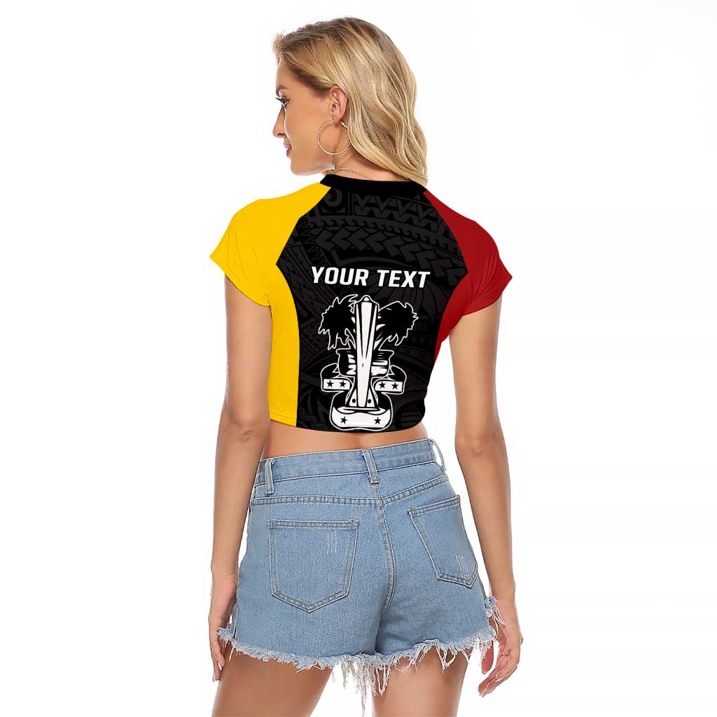 Personalised PNG Madang Province Raglan Cropped T Shirt Bird of Paradise Tattoo Flag Motif - Polynesian Pride