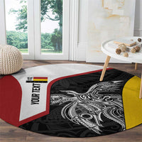 Personalised PNG Madang Province Round Carpet Bird of Paradise Tattoo Flag Motif - Polynesian Pride