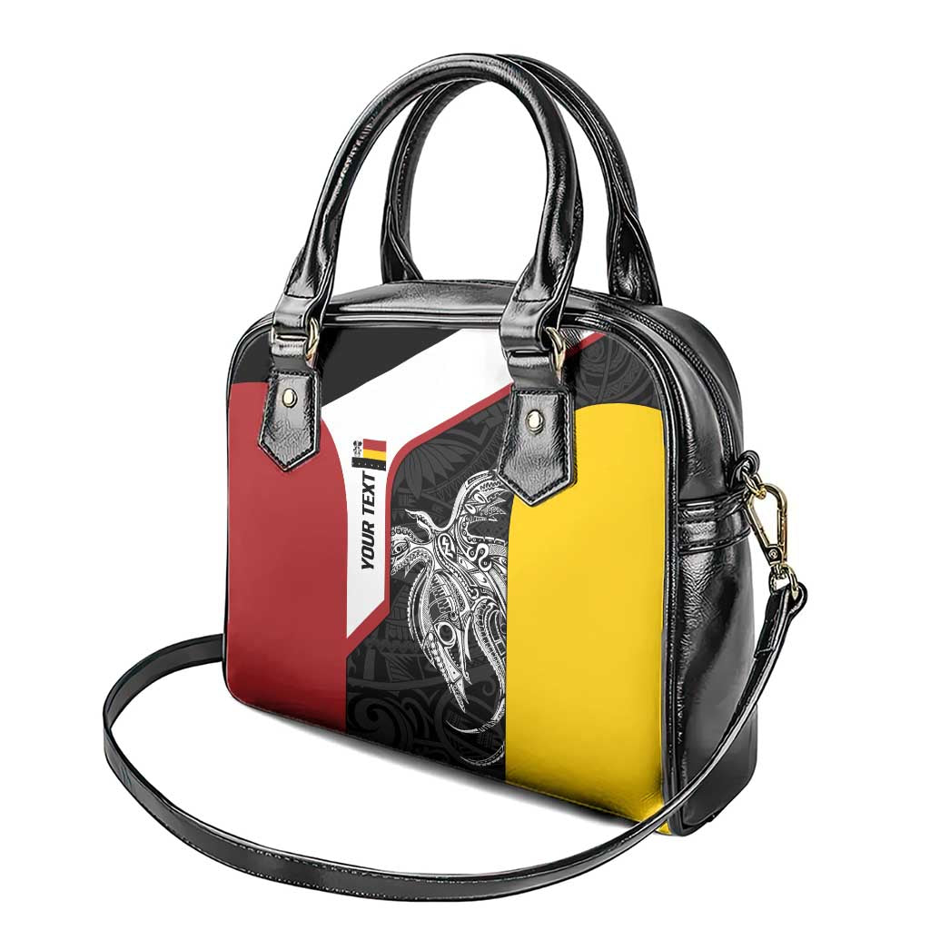 Personalised PNG Madang Province Shoulder Handbag Bird of Paradise Tattoo Flag Motif - Polynesian Pride