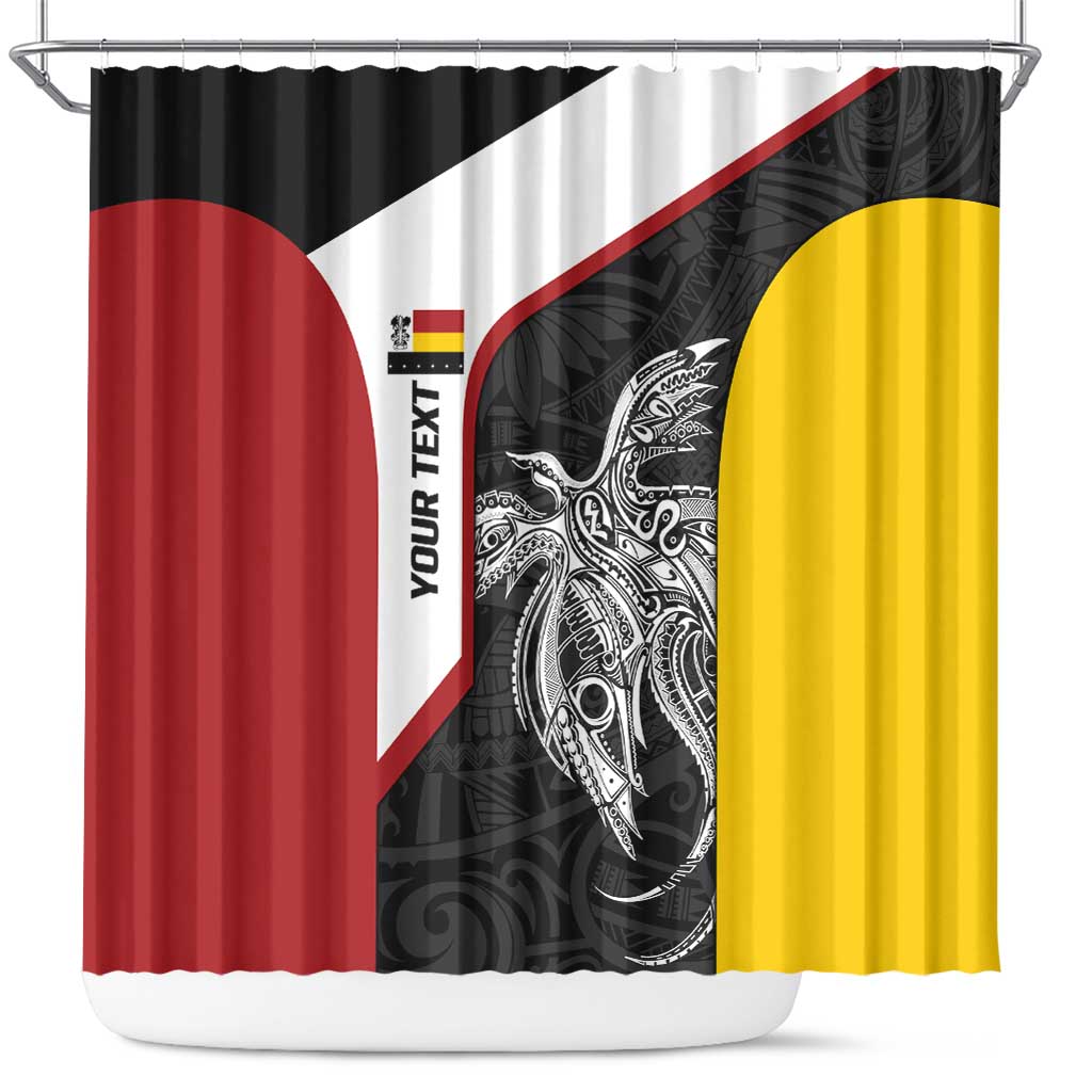 Personalised PNG Madang Province Shower Curtain Bird of Paradise Tattoo Flag Motif - Polynesian Pride
