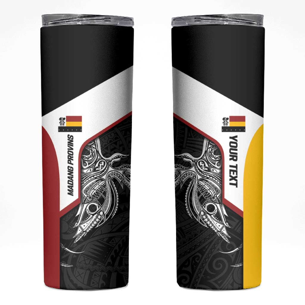Personalised PNG Madang Province Skinny Tumbler Bird of Paradise Tattoo Flag Motif - Polynesian Pride