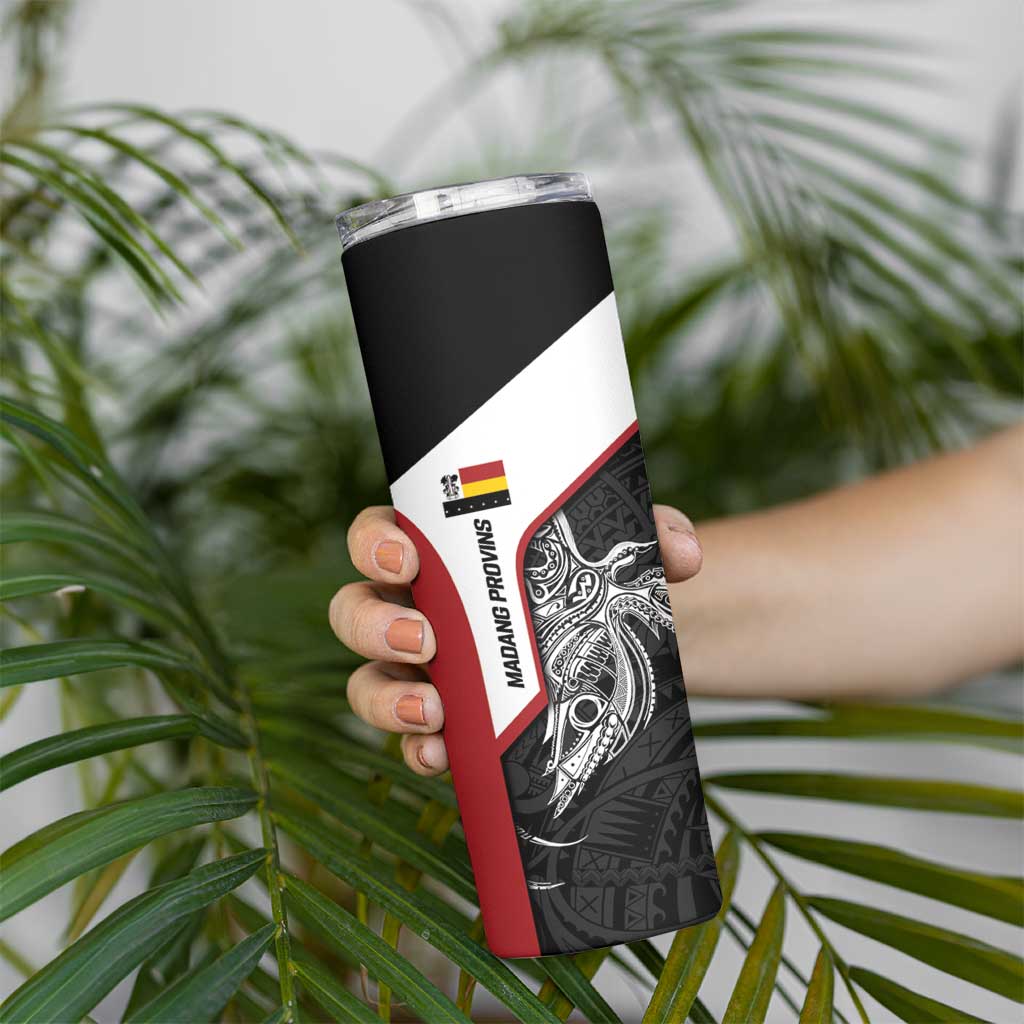 Personalised PNG Madang Province Skinny Tumbler Bird of Paradise Tattoo Flag Motif - Polynesian Pride