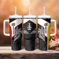 Personalised PNG Madang Province Tumbler With Handle Bird of Paradise Tattoo Flag Motif - Polynesian Pride