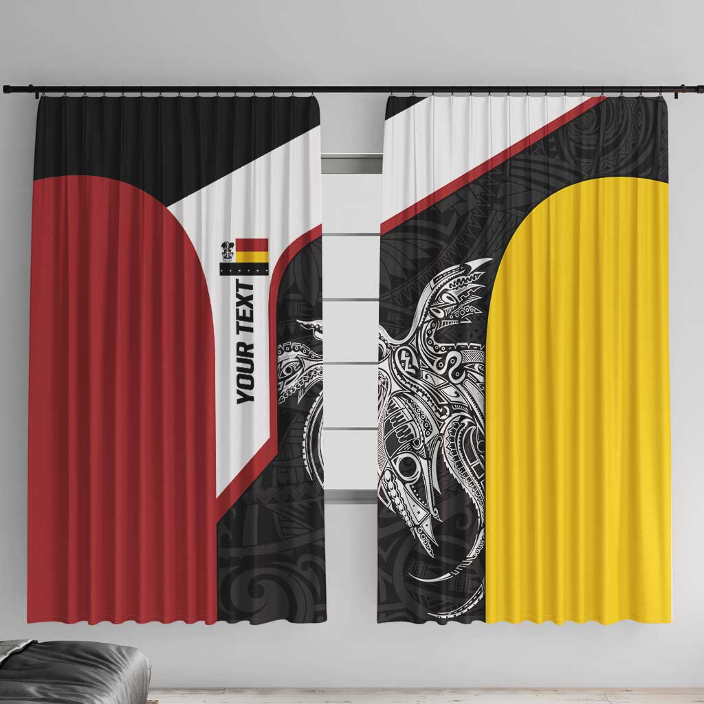 Personalised PNG Madang Province Window Curtain Bird of Paradise Tattoo Flag Motif - Polynesian Pride