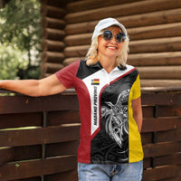 Personalised PNG Madang Province Women Polo Shirt Bird of Paradise Tattoo Flag Motif - Polynesian Pride