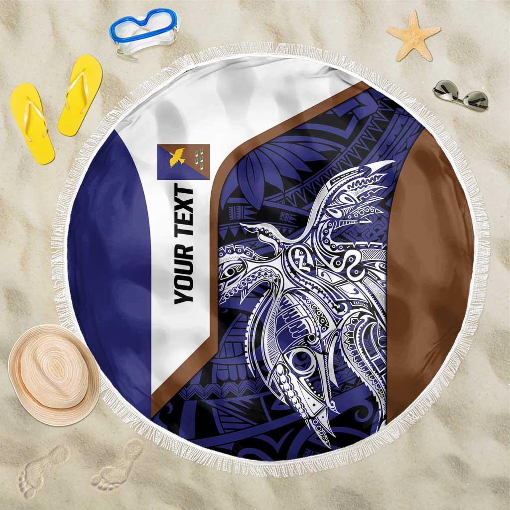 Personalised PNG Manus Province Beach Blanket Bird of Paradise Tattoo Flag Motif LT9 One Size 150cm Blue - Polynesian Pride