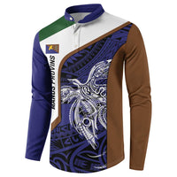 Personalised PNG Manus Province Button Sweatshirt Bird of Paradise Tattoo Flag Motif LT9 - Polynesian Pride