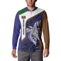 Personalised PNG Manus Province Button Sweatshirt Bird of Paradise Tattoo Flag Motif LT9 - Polynesian Pride