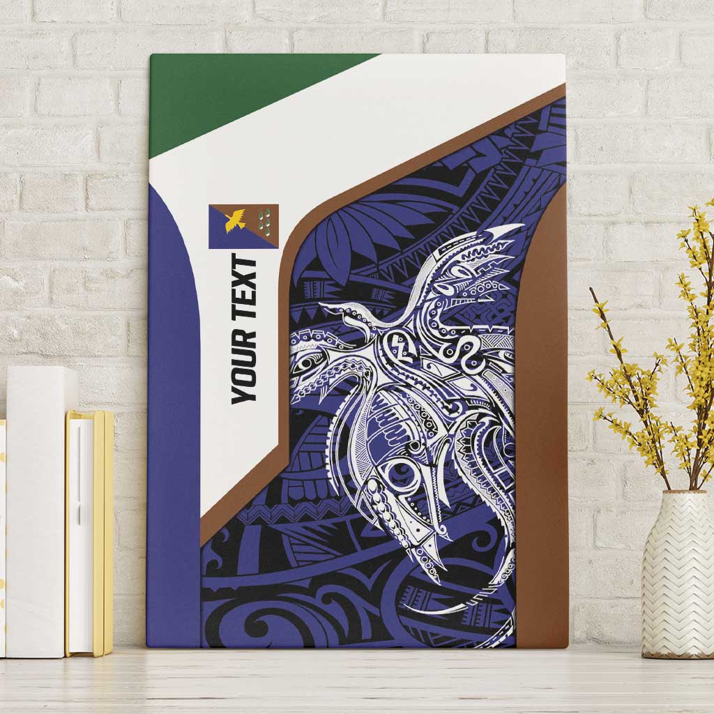Personalised PNG Manus Province Canvas Wall Art Bird of Paradise Tattoo Flag Motif LT9 Without Frame Blue - Polynesian Pride