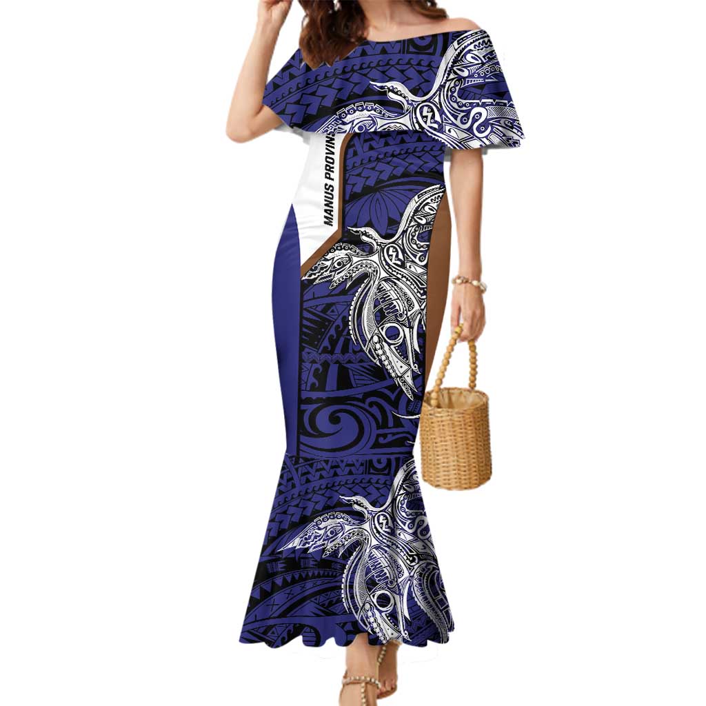 Personalised PNG Manus Province Family Matching Mermaid Dress and Hawaiian Shirt Bird of Paradise Tattoo Flag Motif - Polynesian Pride