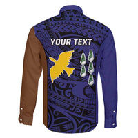 Personalised PNG Manus Province Family Matching Off The Shoulder Long Sleeve Dress and Hawaiian Shirt Bird of Paradise Tattoo Flag Motif - Polynesian Pride
