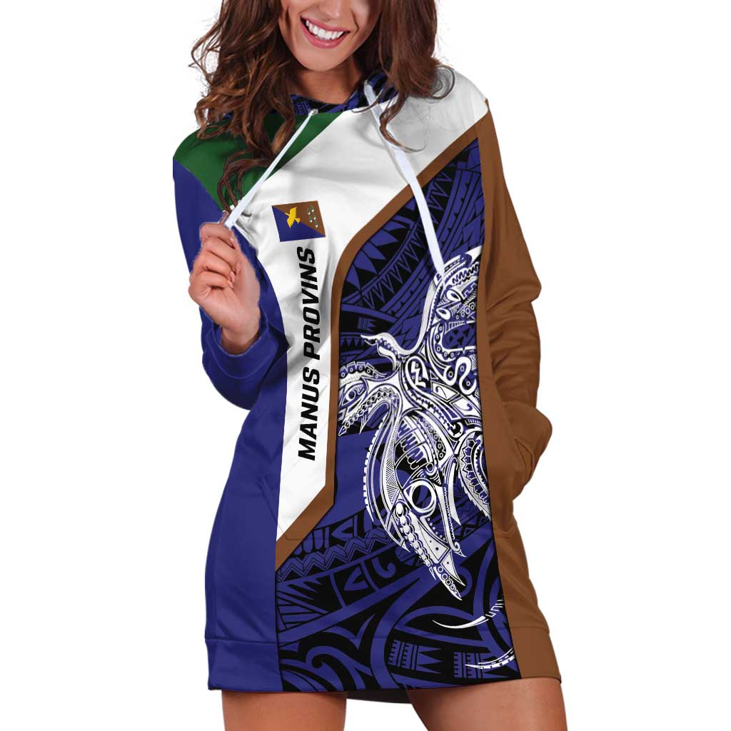 Personalised PNG Manus Province Hoodie Dress Bird of Paradise Tattoo Flag Motif - Polynesian Pride