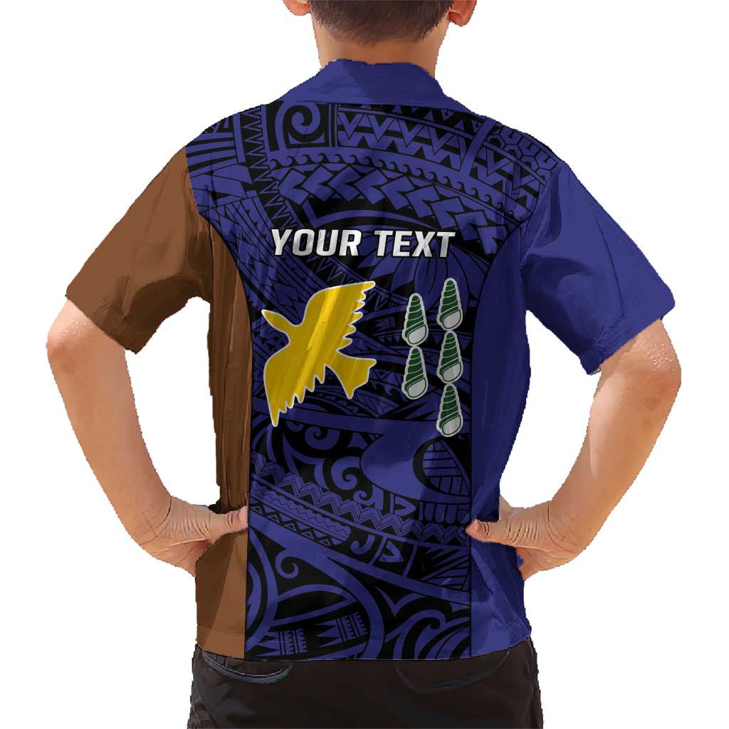 Personalised PNG Manus Province Kid Hawaiian Shirt Bird of Paradise Tattoo Flag Motif - Polynesian Pride